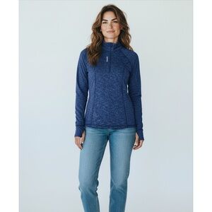 Reebok Navy Heathered Pullover Quarter Zipper size Small